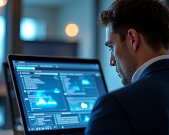 Professional reviewing cloud architecture diagrams