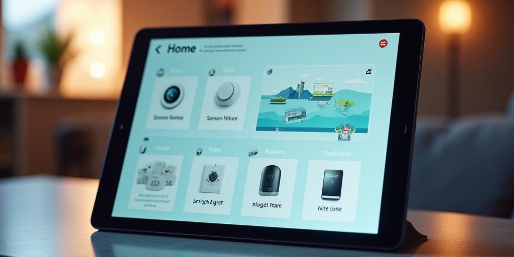 Connected smart home ecosystem dashboard interface on tablet